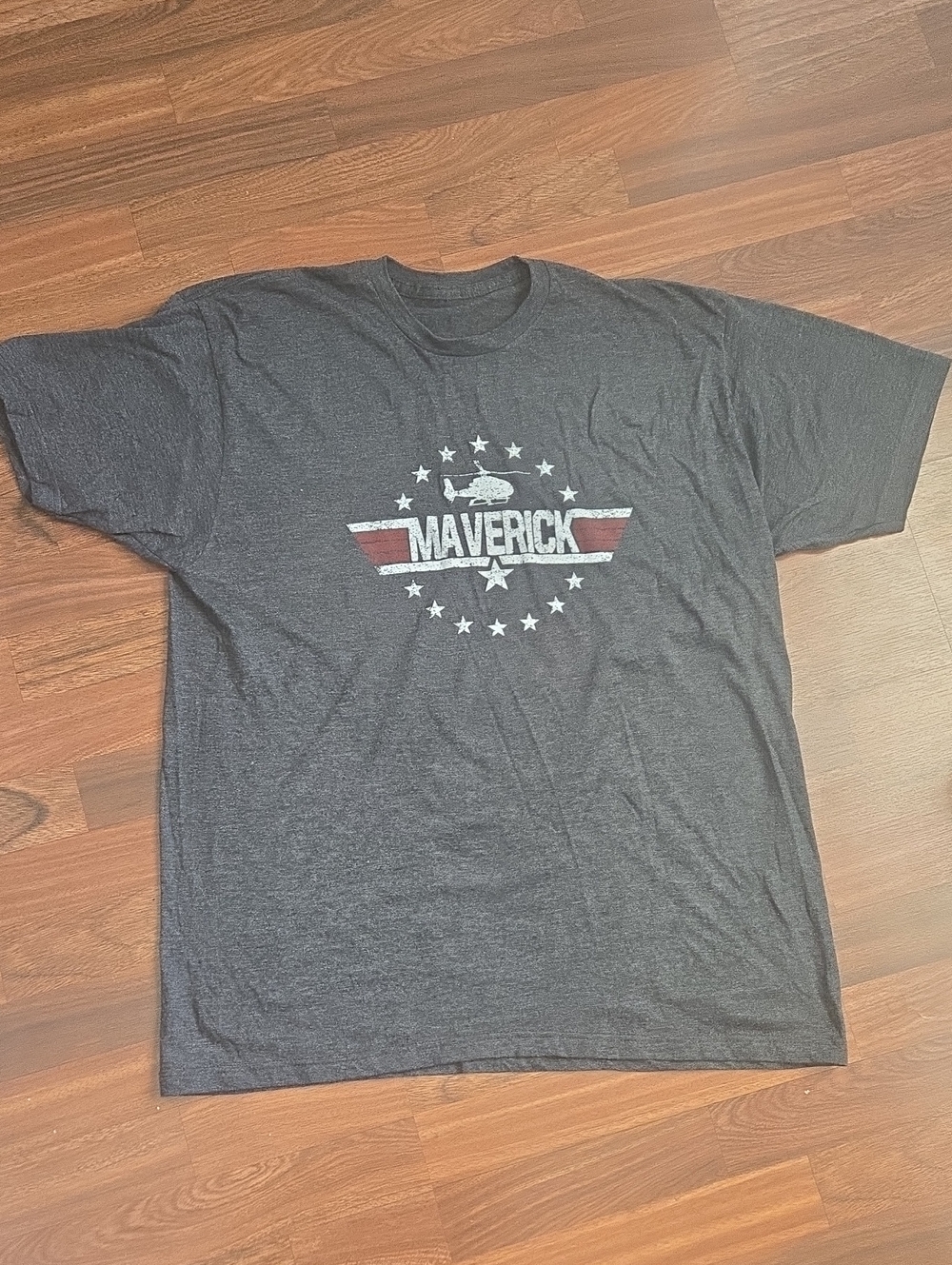 Source Unknown Charcoal Maverick Graphic Tee with Red and White Accents